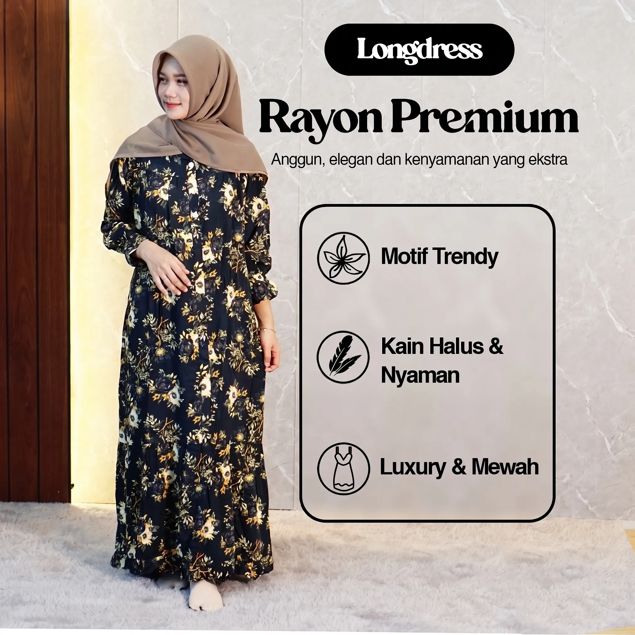 Longdress Susun Motif Kekinian Busui Friendly  Batik Putri Laila