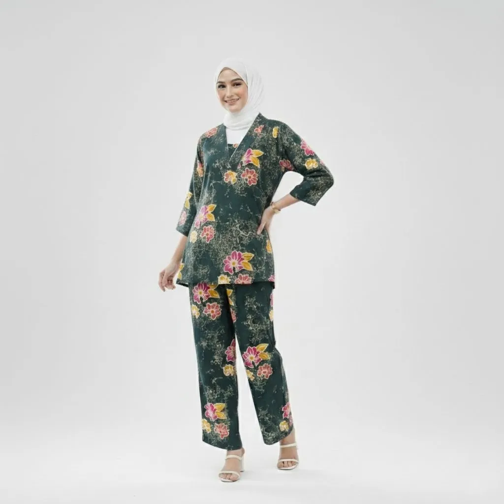 Setelan Celana Panjang Kimono Dewasa Motif Sunan  Batik Putri Laila