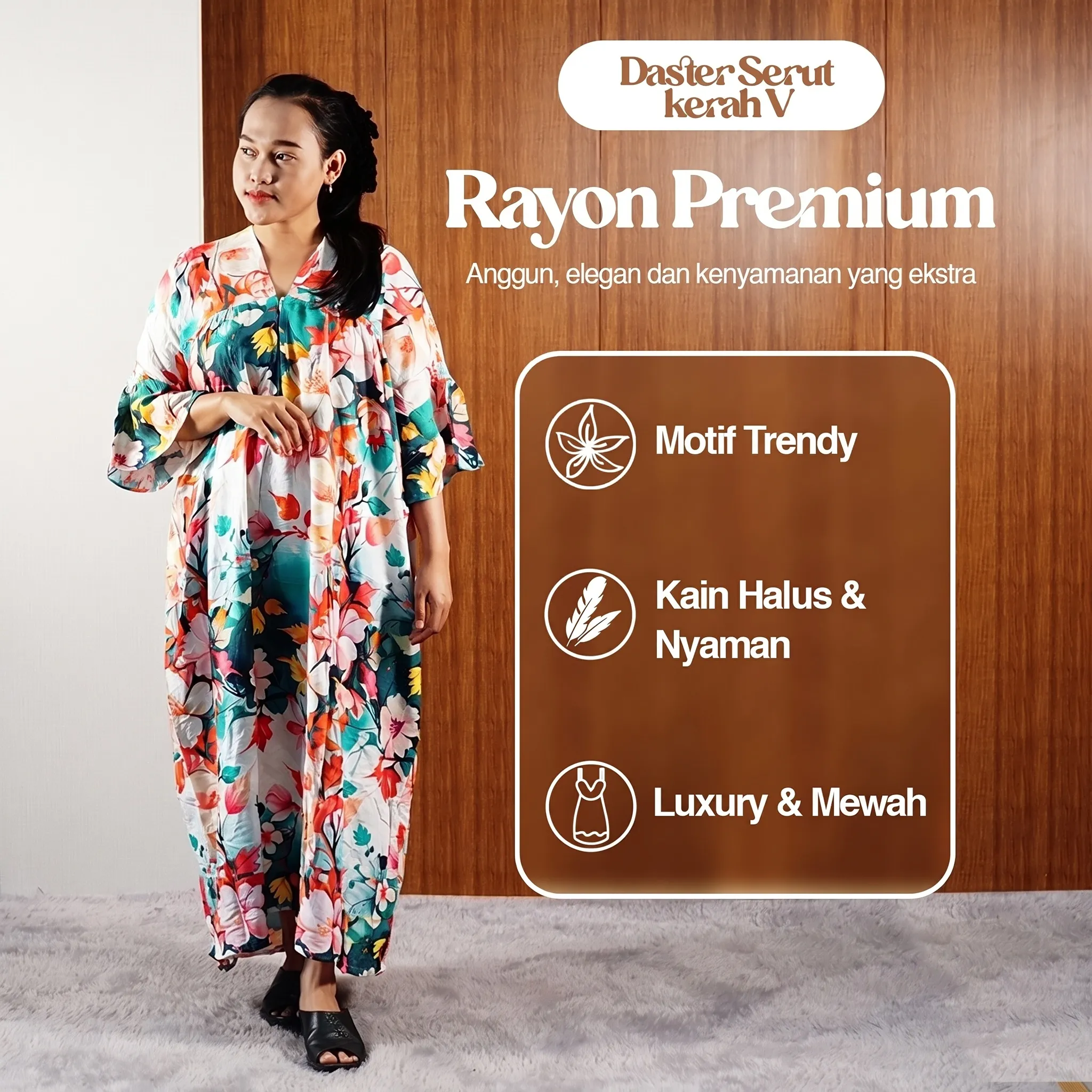 Daster Serut Kerah V Motif Kekinian Busui Friendly  Batik Putri Laila